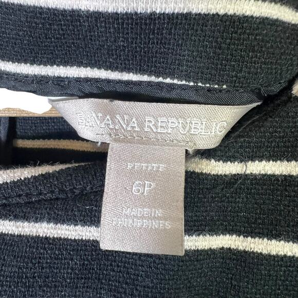 Banana Republic Stripe Fit & Flare Mini Dress Womens 6P Black Cotton Preppy Twee - Picture 5 of 6